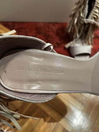 Sandalias Zara Beige Ante Flecos