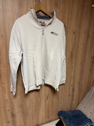 Sudadera Reebok media cremallera beige