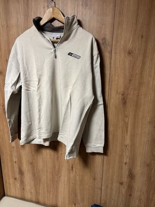 Sudadera Reebok media cremallera beige