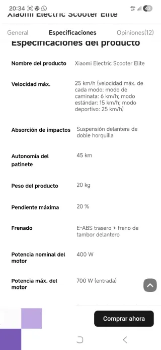 Patinete Xiaomi Negro