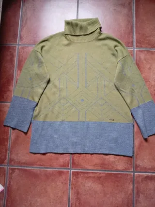 Jersey Trucco cuello alto verde y gris