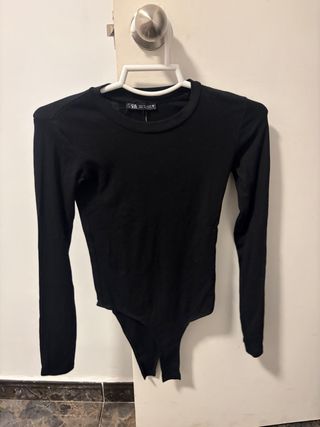 Body Zara Negro Manga Larga Talla XS