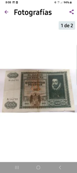 Billete 500 Pesetas Don Juan de Austria 1940