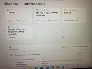 i7 8GB RAM ddr3 447GB KINGSTON ssd W11-Office