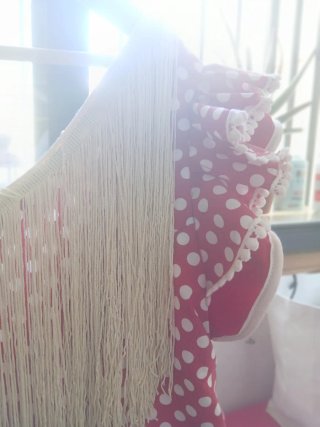 Traje de Flamenca Rojo granate  y Blanco