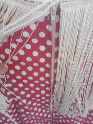 Traje de Flamenca Rojo granate  y Blanco