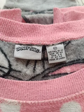Pijama forro polar Looney Tunes en Rosa y gris