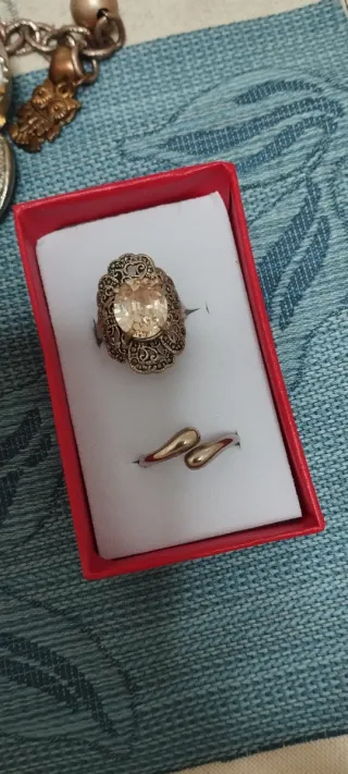 Set 3 gioielli: ciondolo gufo, bracciale, anelli