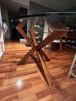 Mesa Comedor Madera y Cristal Banak