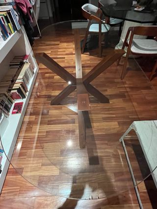 Mesa Comedor Madera y Cristal Banak