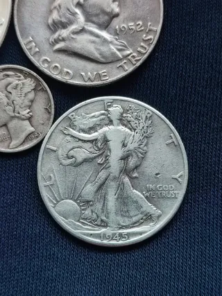 Lote 5 Monedas Plata (Más de Dos Onzas Plata Pura)
