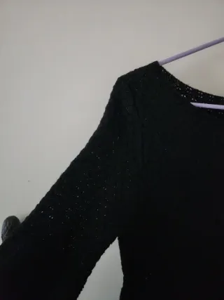 Vestido de punto negro manga abullonada. Talla s