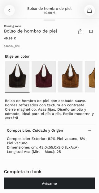 Bolso de hombro de piel