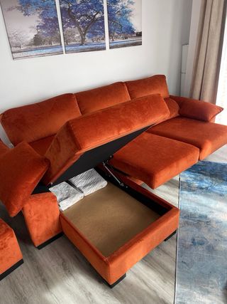 Sofá Cama Chaise Longue Naranja