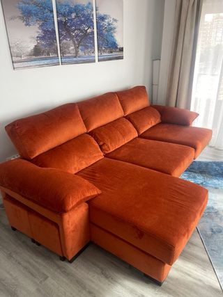 Sofá Cama Chaise Longue Naranja