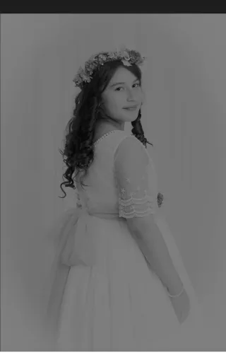 Vestido Comunión Blanco Flores Azules