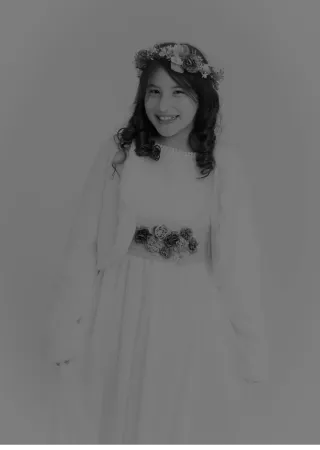 Vestido Comunión Blanco Flores Azules