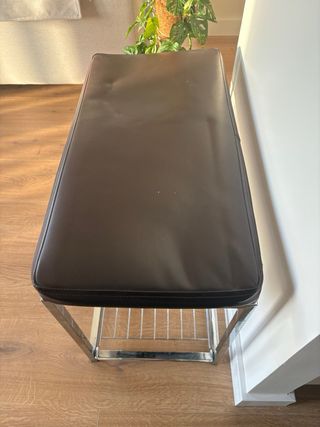 Banco recibidor / zapatero marrón y plata