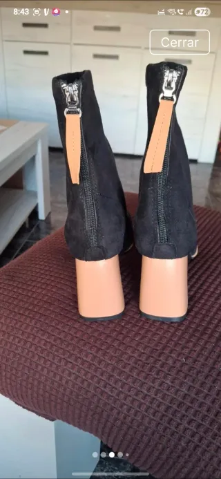 Botines negros tacón beige