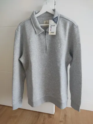Sudadera OOTO cuello cremallera gris talla L