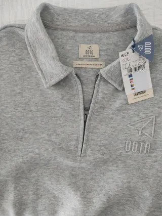 Sudadera OOTO cuello cremallera gris talla L