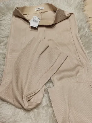 Pantalón Palazzo Mango Beige Talla S
