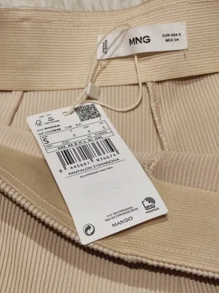 Pantalón Palazzo Mango Beige Talla S
