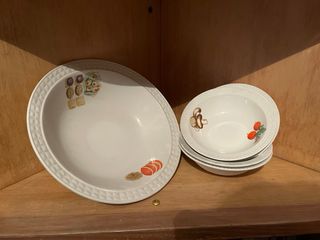 Set 4 ciotole e piatto funghi