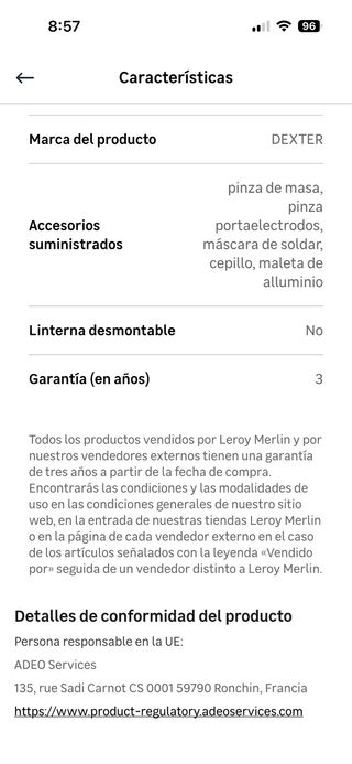 Soldador Inverter DEXTER 125 Ah MMA