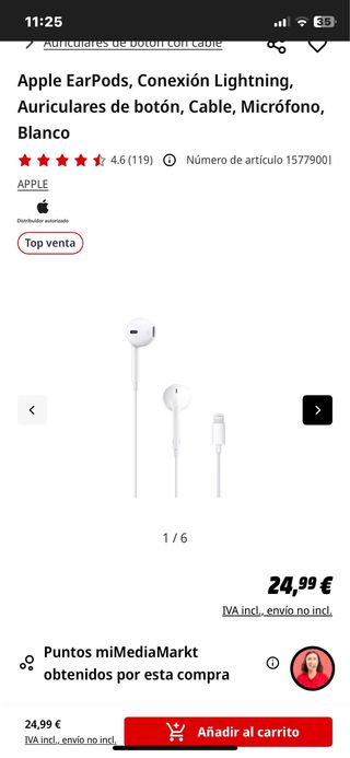 Auriculares iPhone AN-207 Blancos