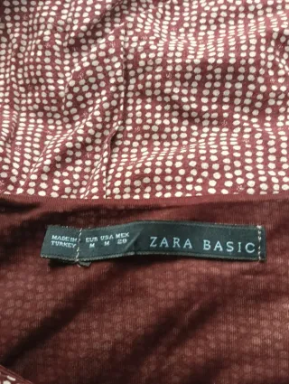 Vestido Zara Talla M Granate con topos blancos