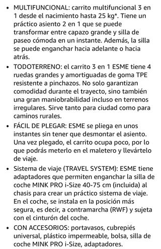 Carrito Bebé Kinderkraft ESME 3 en 1