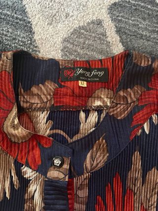 Camisa vintage flores Y2K fruncida TXL