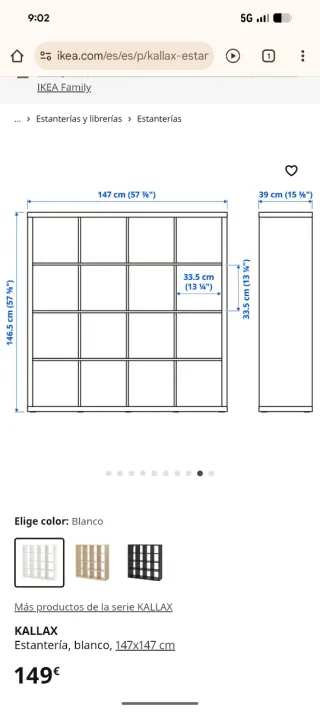 Estantería Kallax blanca.
