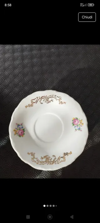 Set 6 tazze da thè in porcellana con decori oro