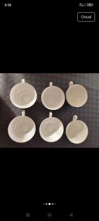 Set 6 tazze da thè in porcellana con decori oro