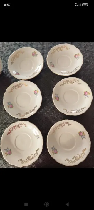 Set 6 tazze da thè in porcellana con decori oro