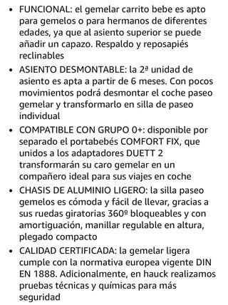 Silla de Paseo Hauck Duett 2 Doble