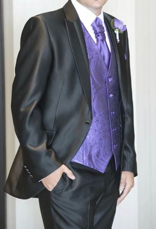 Traje Novio Enzo Romano Negro/Morado
