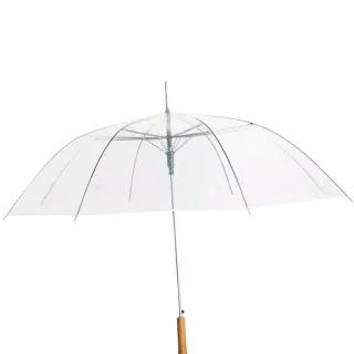 Paraguas transparente con mango madera