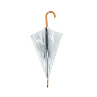 Paraguas transparente con mango madera