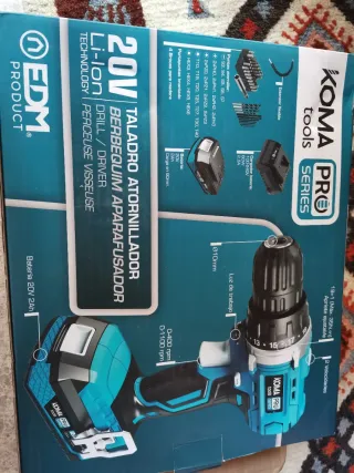 Taladro Koma Pro 20V con accesorios
