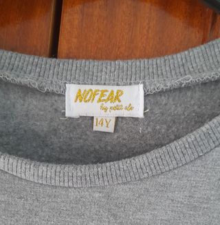 Sudadera niña NO FEAR gris cerezas