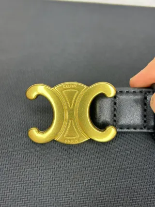 Cintura Celine Nera Fibbia Oro