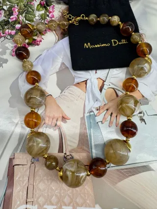 Collar Massimo Dutti Bolas Marrones y Beige