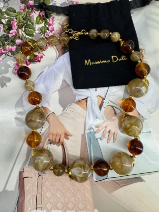Collar Massimo Dutti Bolas Marrones y Beige