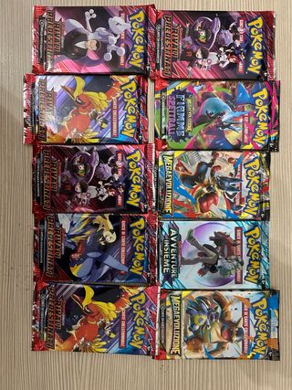 Lotto 10 pacchetti carte Pokémon ITA