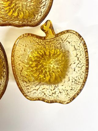 6 ciotole mela vetro dorato ambra