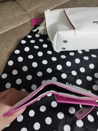 Borsa Pashbag bianca con portafoglio e dustbag