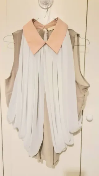 Blusa elegante bianca e rosa